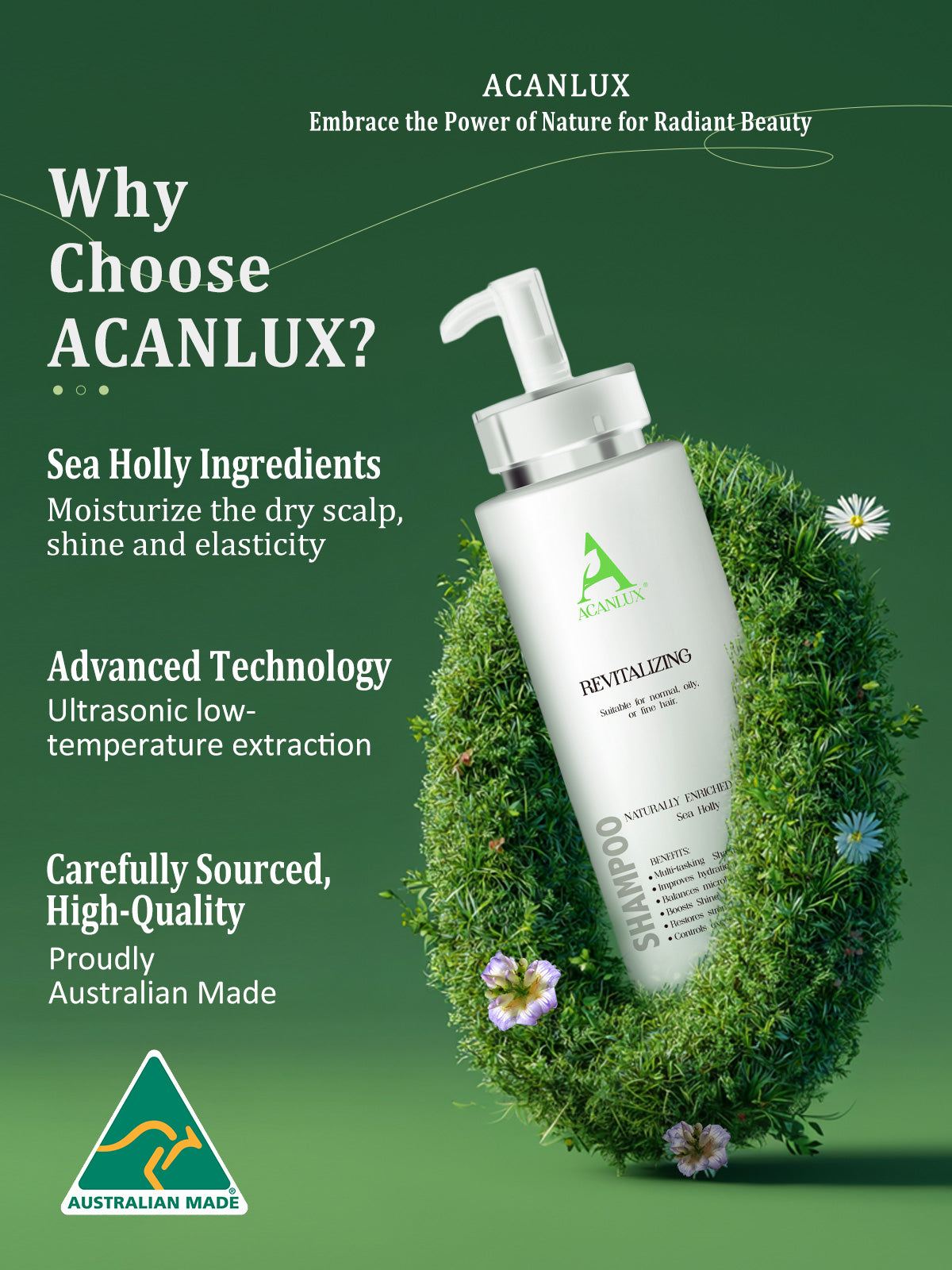 ACANLUX AHL-001 revitalize natural shampoo sea holly oily all hairs
