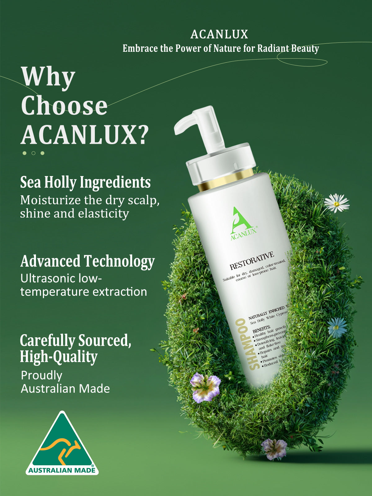 ACANLUX AHL-002 restore natural shampoo sea holly dry hair