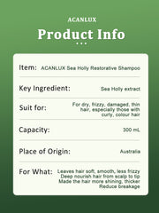 ACANLUX AHL-002 restorative natural shampoo sea holly dry damaged hairs product info