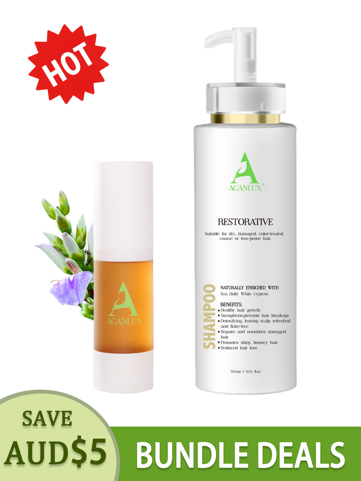 ACANLUX Restorative Shampoo & Serum for Skincare Bundle Sale Deal
