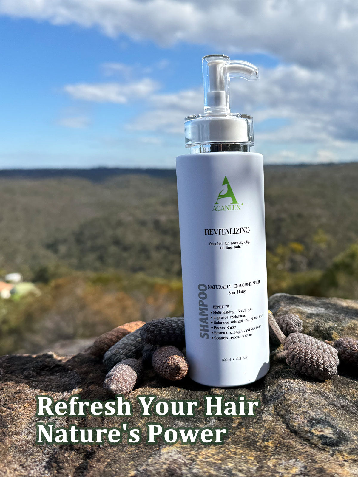 AHL-001-300ml ACANLUX revitalizing shampoo oily hair refresh your hair nature power on a rock