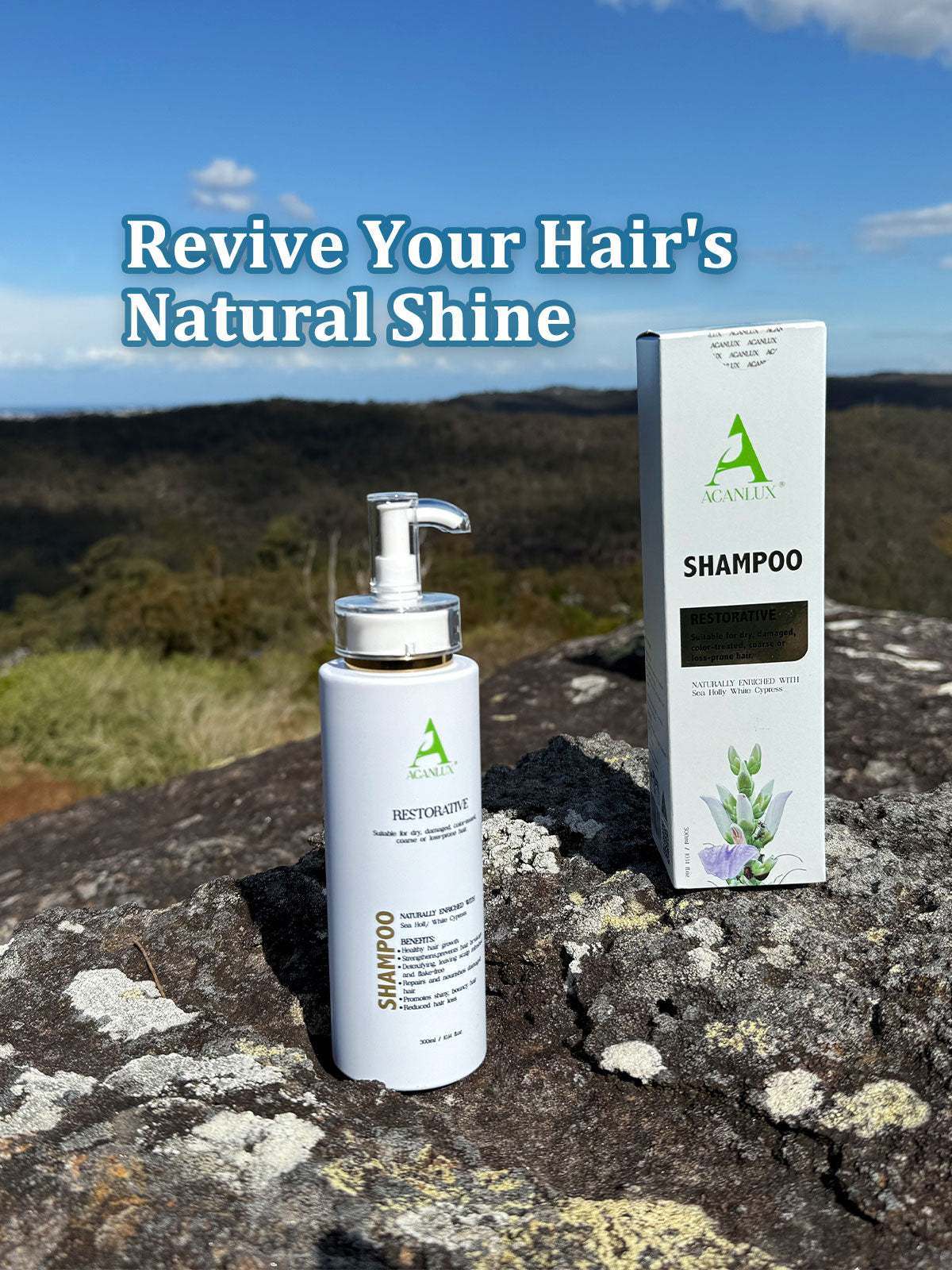 AHL-002-300mL ACANLUX restore shampoo dry hair on a rock that revive your hair natural shine
