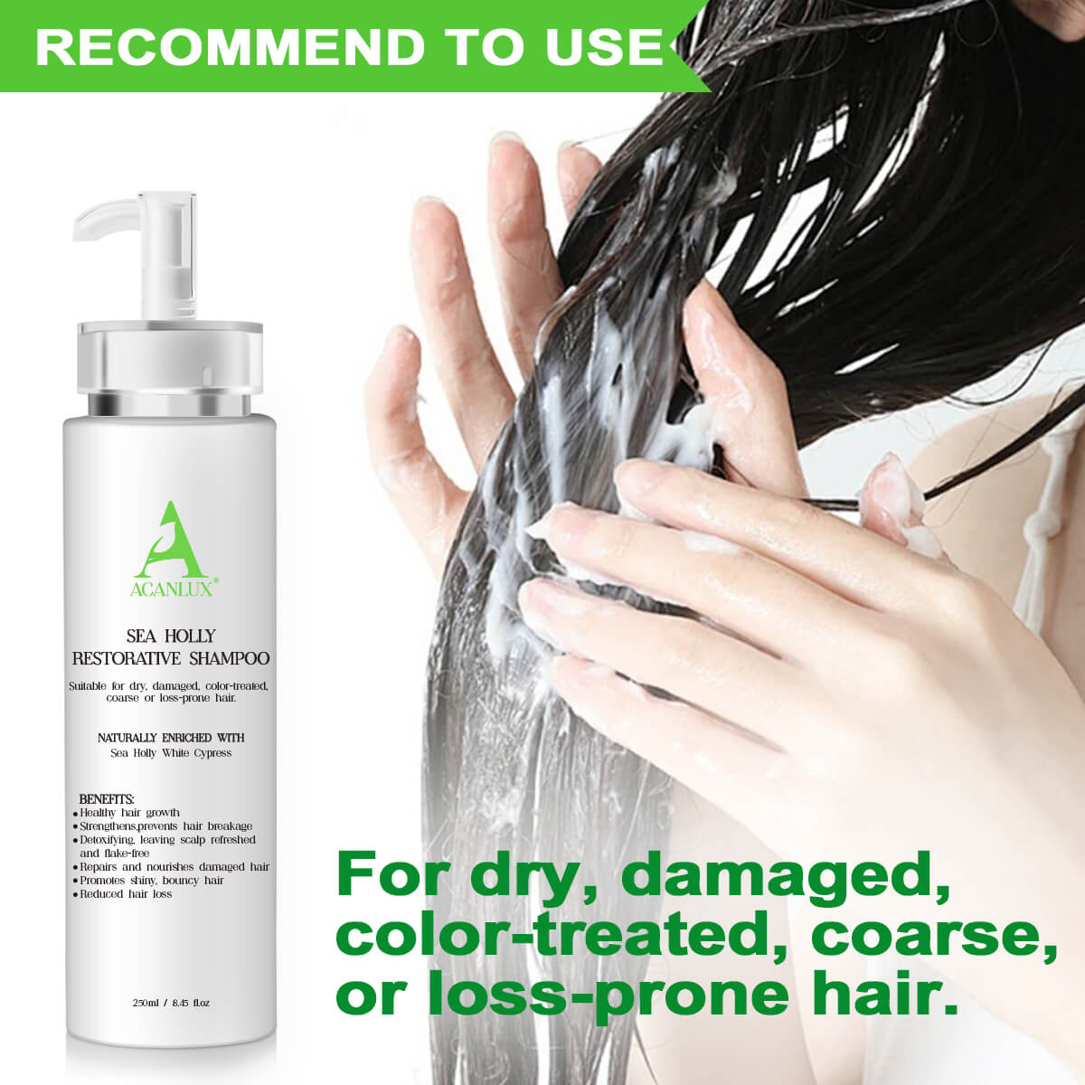 ACANLUX Restore Shampoo for Dry Damage Repair Care Frizzy Anti-Hair Loss, 250 mL